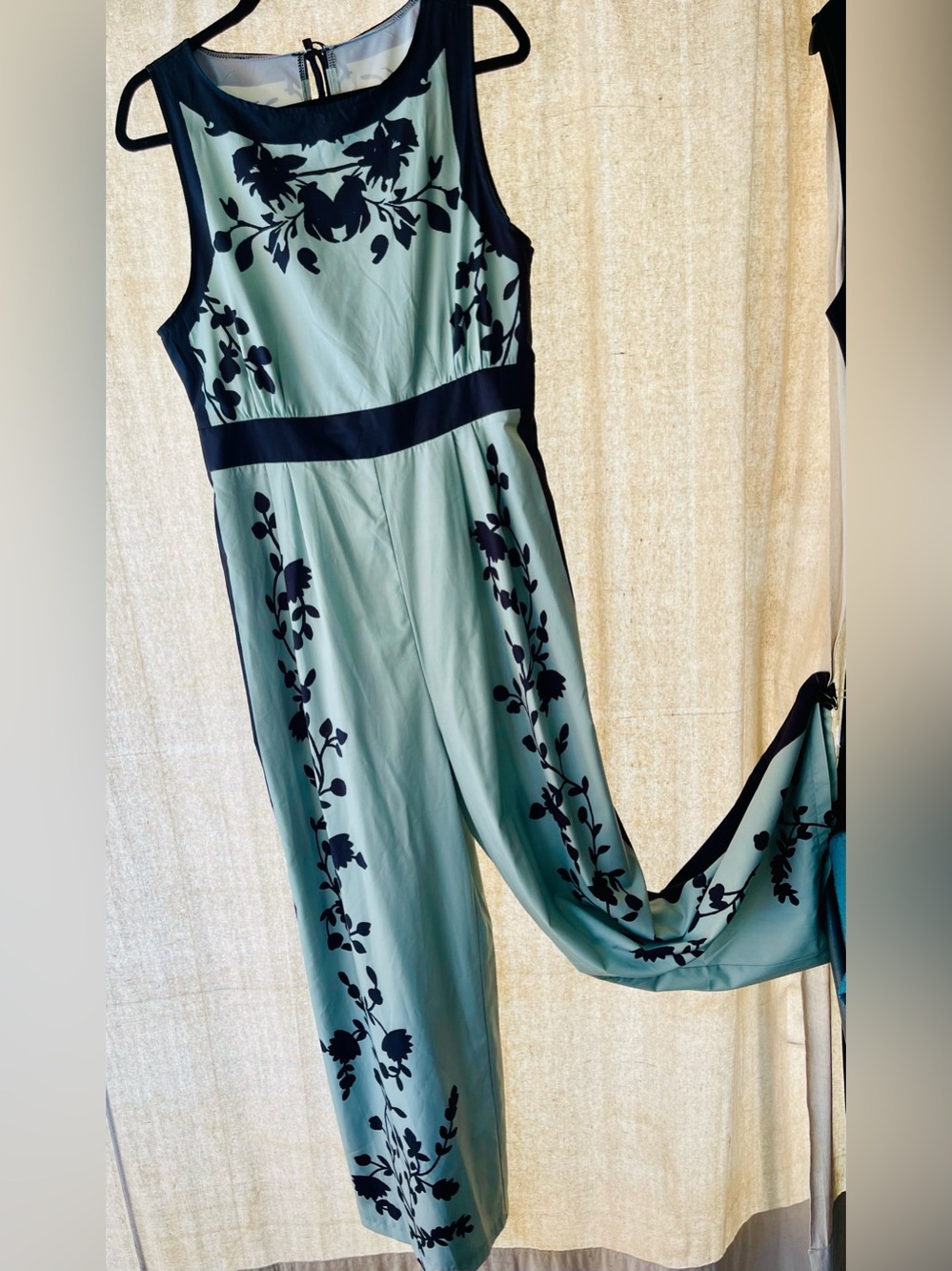 SHEIN Clasi Mint Green Floral Print Sleeveless Wide Leg Jumpsuit Size L